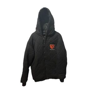 Chicago Bears Quilted Hooded Jacket Men's 2XL Black NFL Puffer Coat Zip Trust